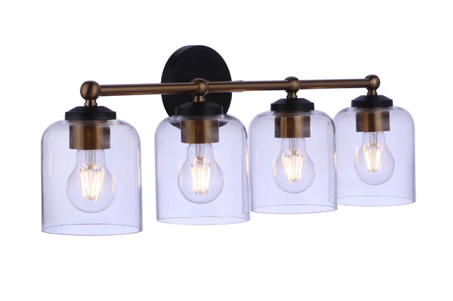 18726FBSB4 - Coppa 4 Light 26" Wide Vanity Light - Flat Black / Satin Brass