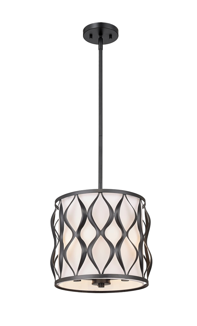 1948P12-MB - Harden 3 Light 12" Pendant - Matte Black