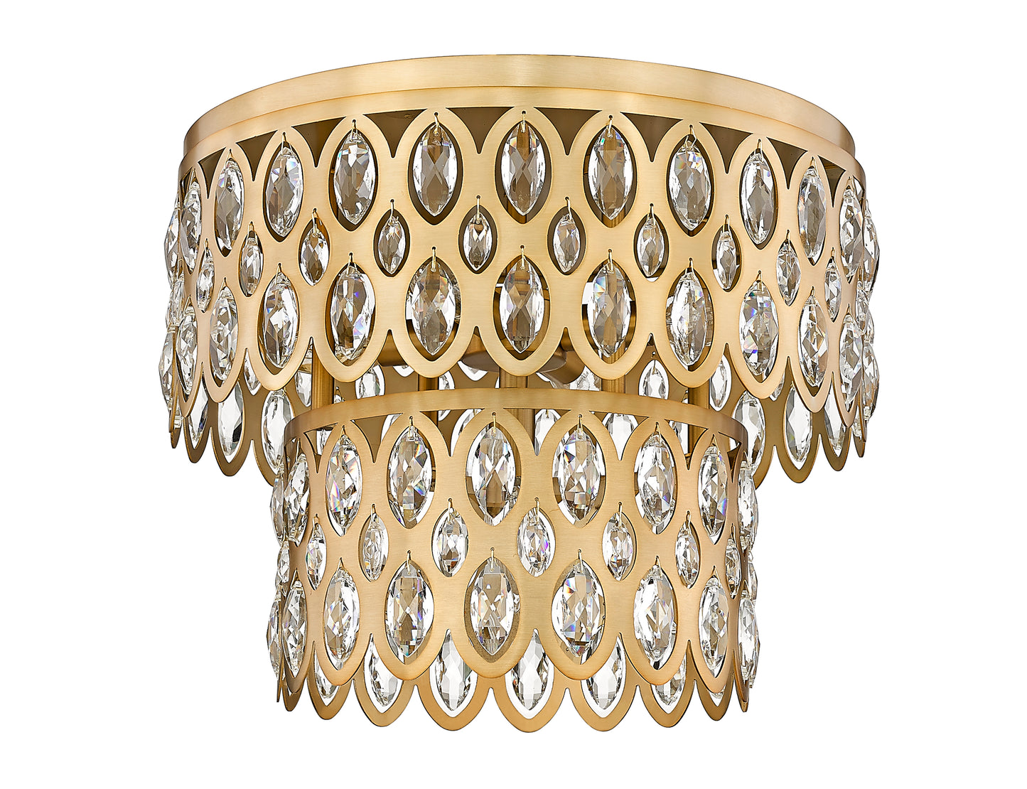 822F15-HB - Dealey 5 Light Flush 15" Mount - Heirloom Brass