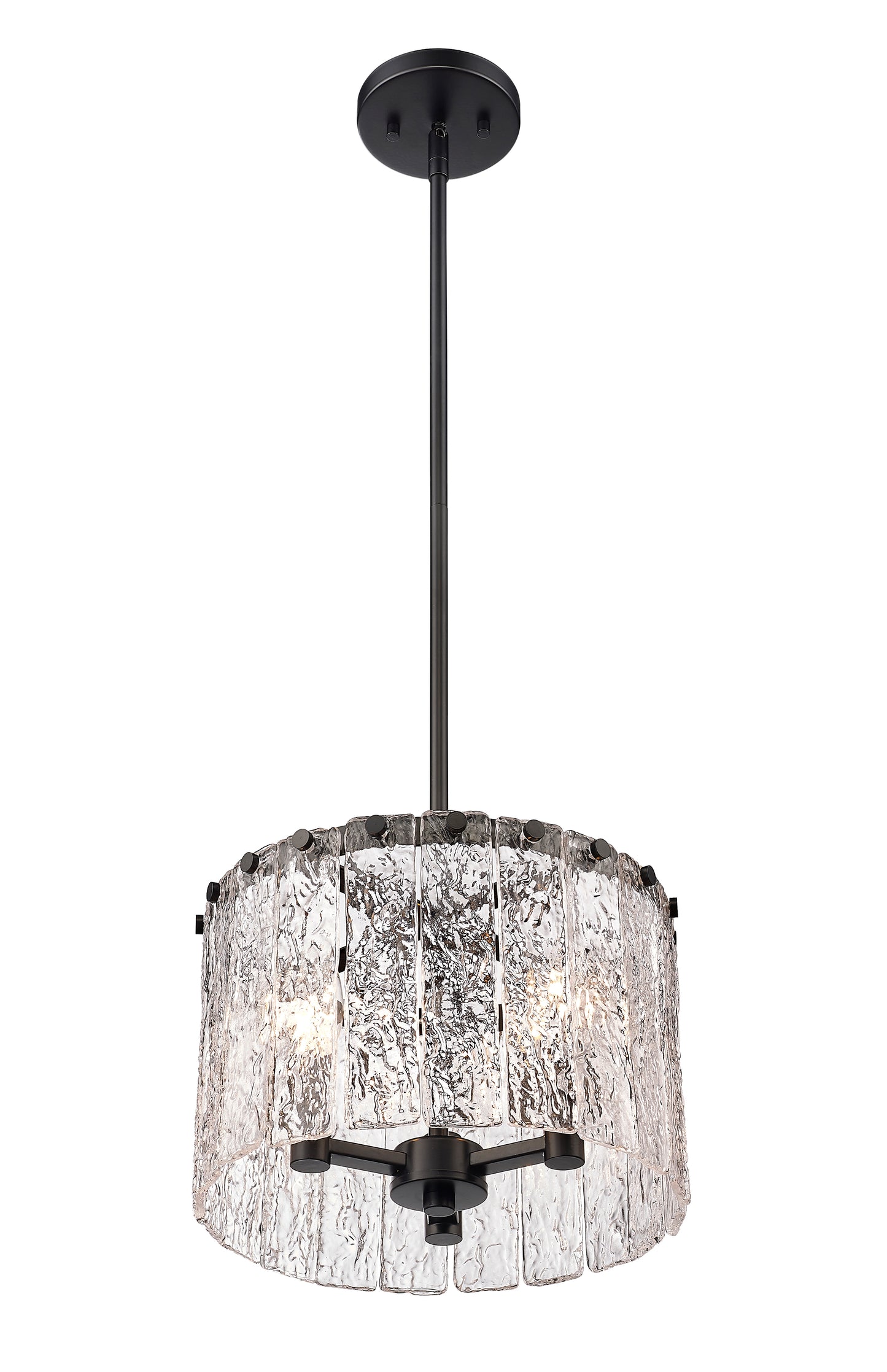 1943P12-MB - Glacier 3 Light 12" Pendant - Matte Black