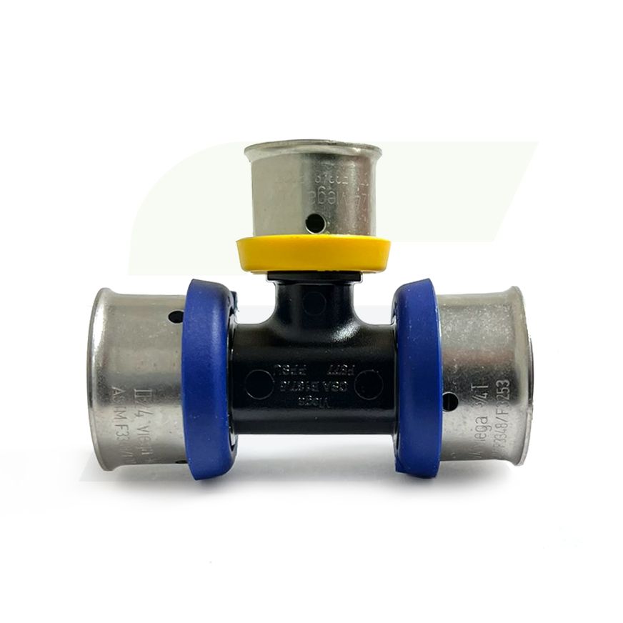 49443 - V5618 Polymer PEX Tee, 3/4" x 3/4" x 1/2"