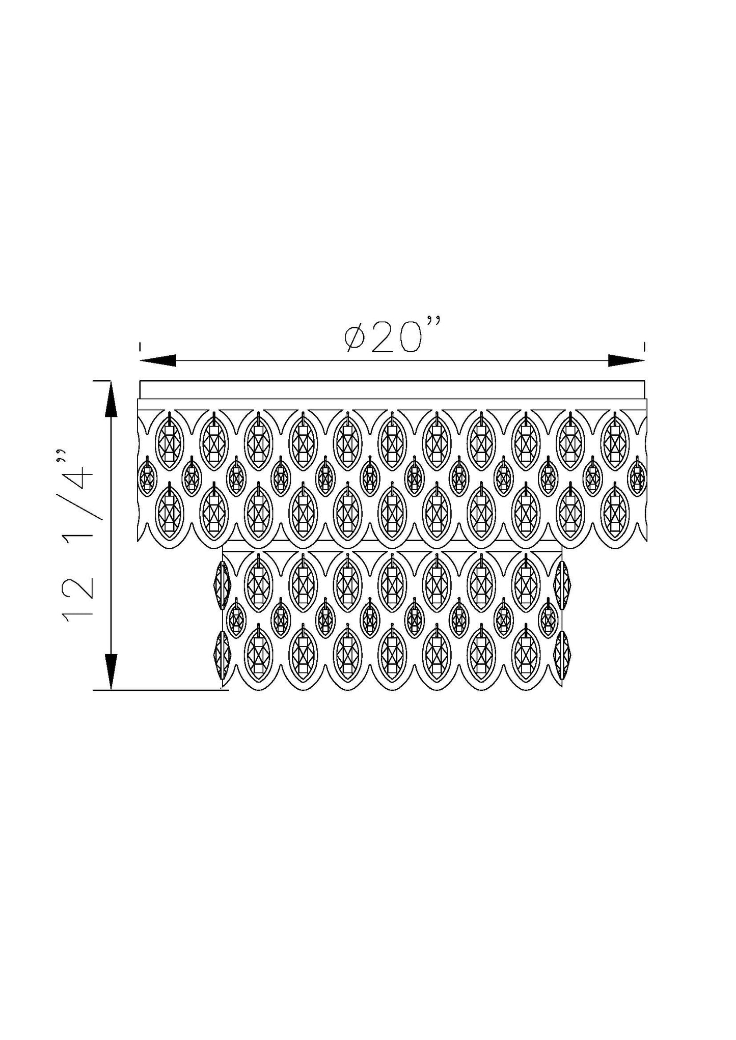 822F20-HB - Dealey 9 Light Flush 20" Mount - Heirloom Brass