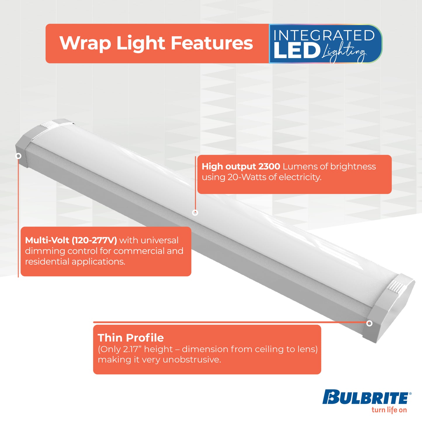 773500 - 24" Dimmable LED Utility Ceiling Light - 20 Watt - Adjustable CCT