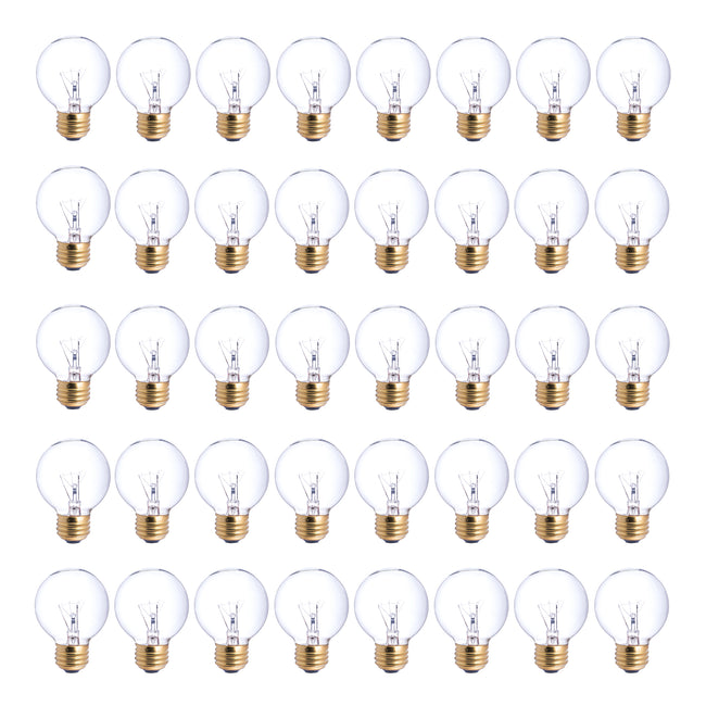 311225 - Dimmable Clear G16.5 Incandescent Light Bulb - 25 Watt - 2700K - 40 Pack