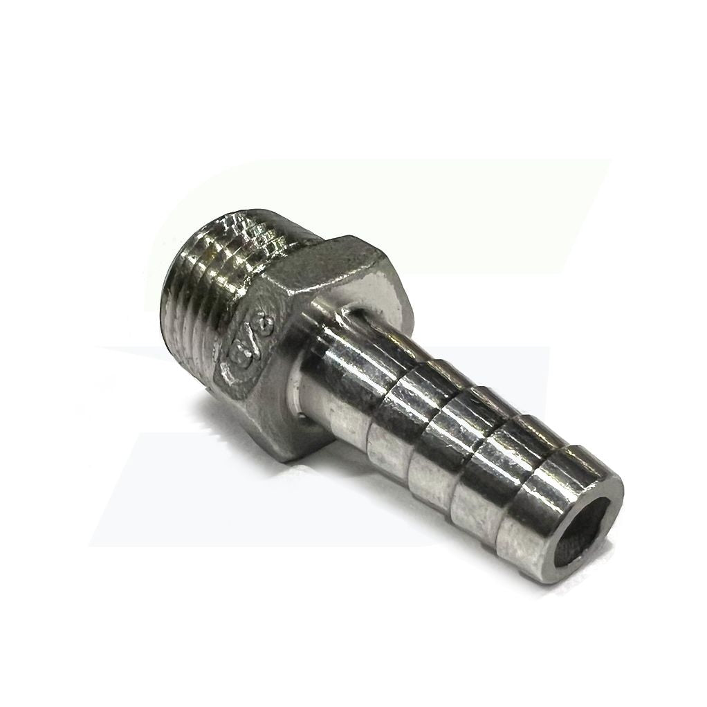 N400-038-038SS - 316 Stainless Hose Barb x Male NPT - 3/8" Hose x 3/8" Male NPT