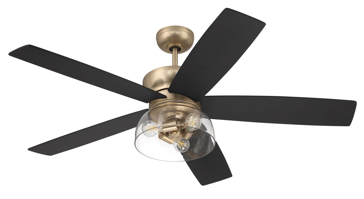 GBN52SB5 - Gibson 52" 5 Blade Ceiling Fan with Light Kit - Satin Brass