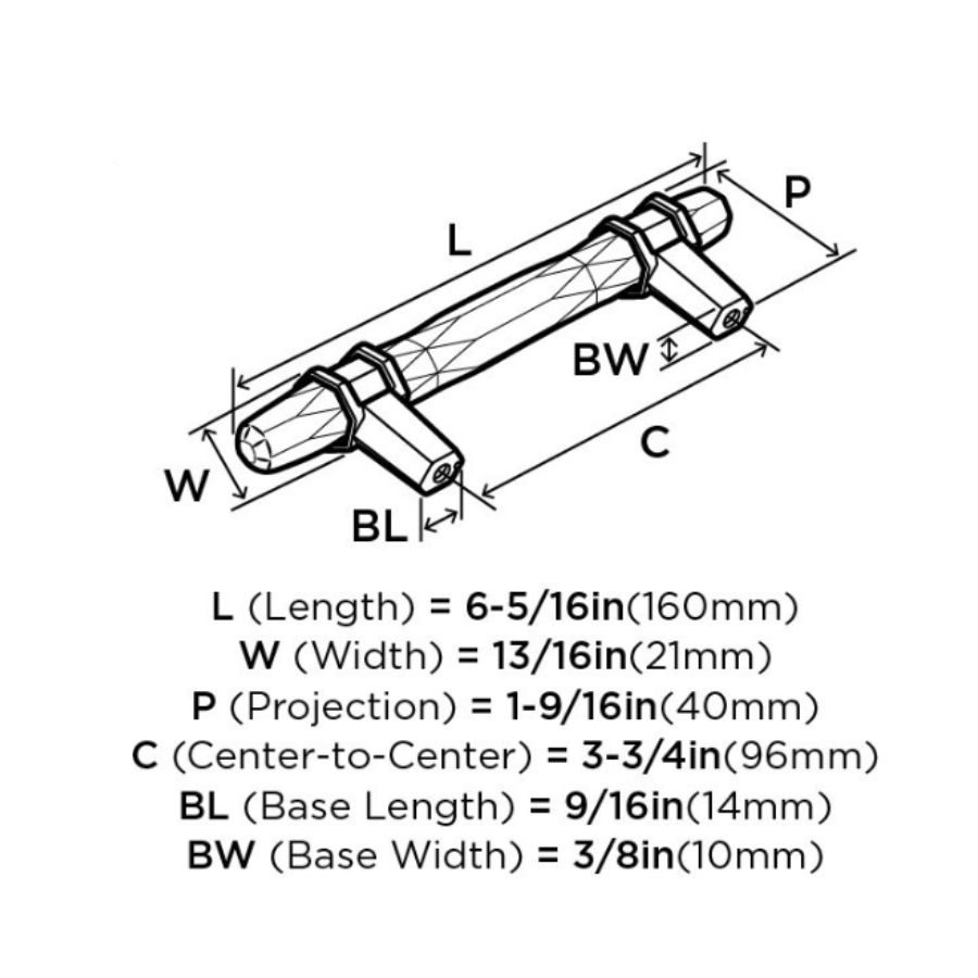 BP36648MBKPN-10PACK - Carrione 3-3/4" Center-to-Center Cabinet Pull - Marble Black/ Satin Nickel