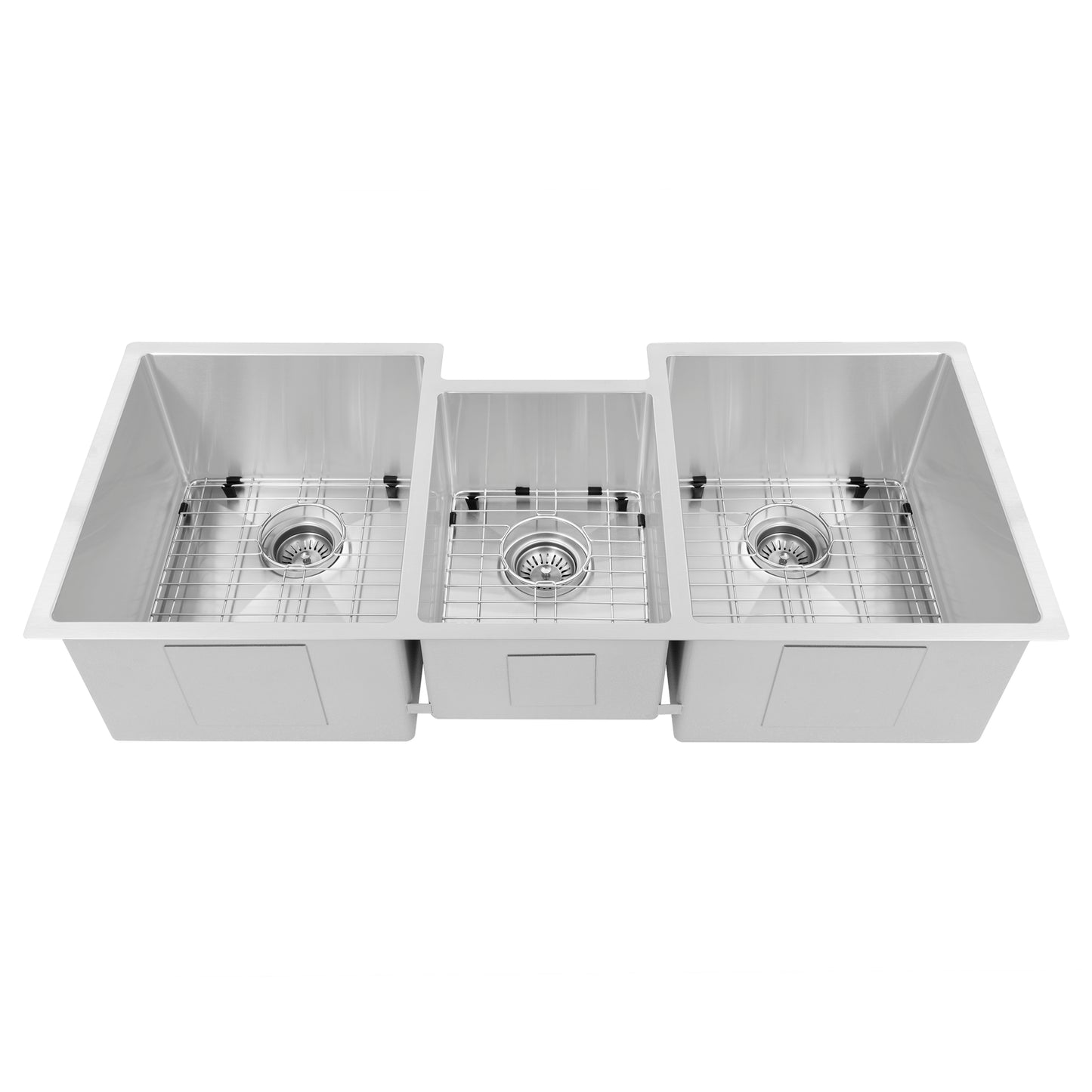 SLT-45 - 45" Breckenridge Undermount Triple Bowl Stainless Steel Kitchen Sink with Bottom Grid and Accessories