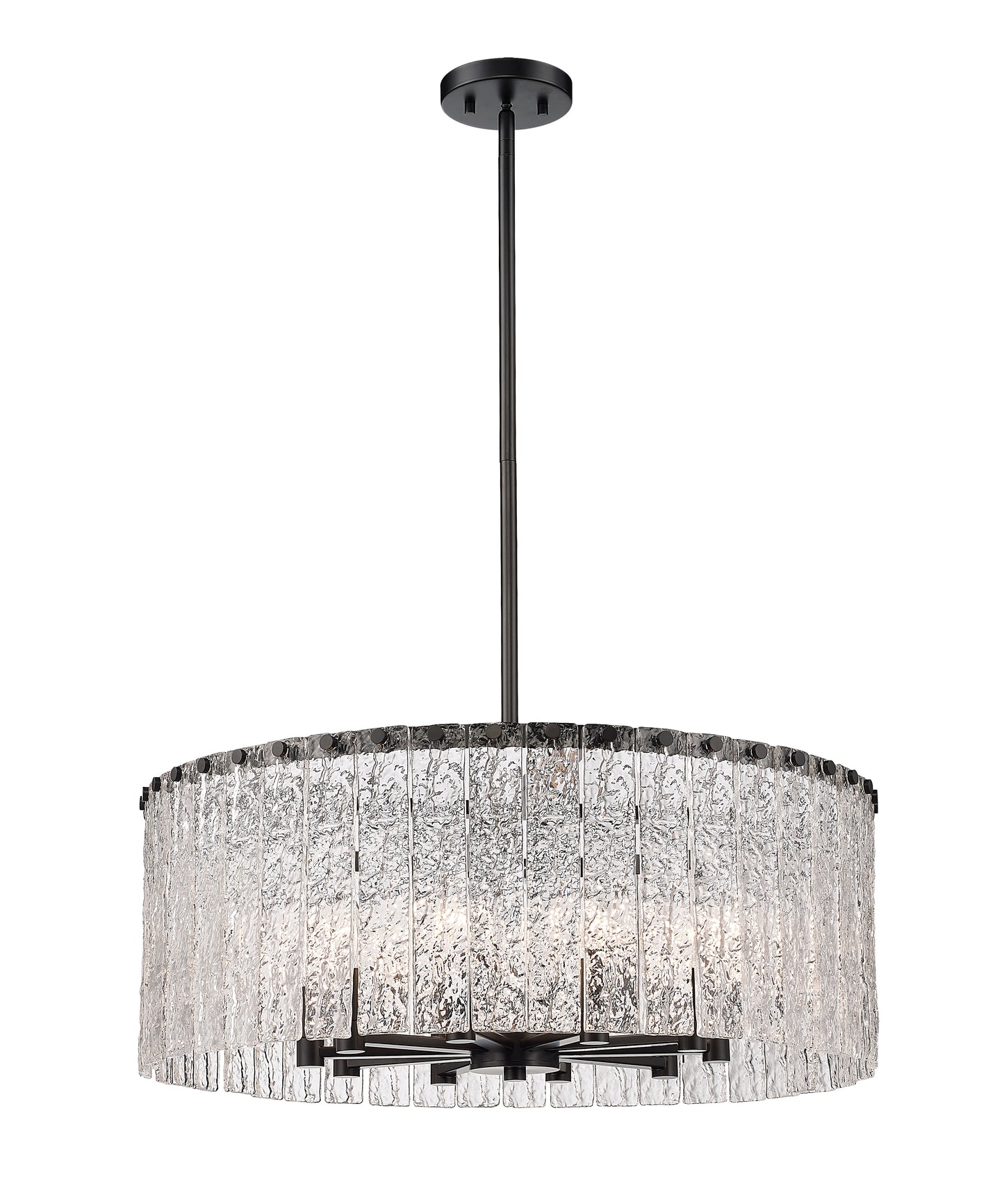 1943P26-MB - Glacier 10 Light 27" Chandelier - Matte Black