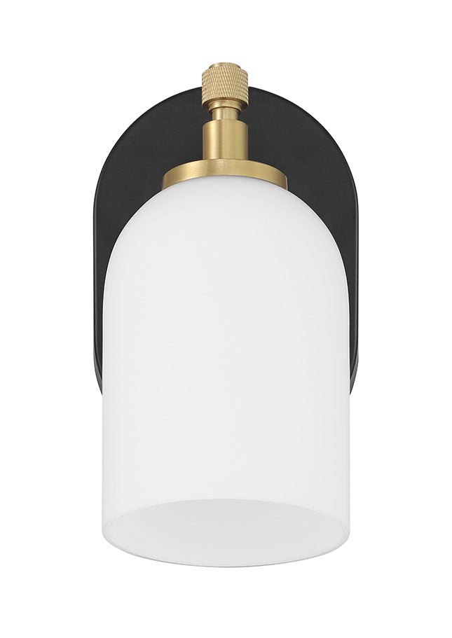 60301-FBSB - Council 1 Light 9" High Wall Sconce - Flat Black / Satin Brass