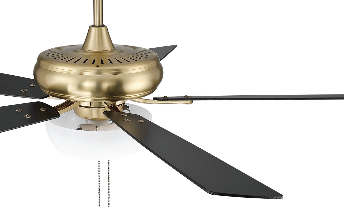 ECF211SB5-BWNFB - EOS 2 Light Frosted White Bowl 52" Ceiling Fan 52" 5 Blade Ceiling Fan with Light Kit - Satin Brass