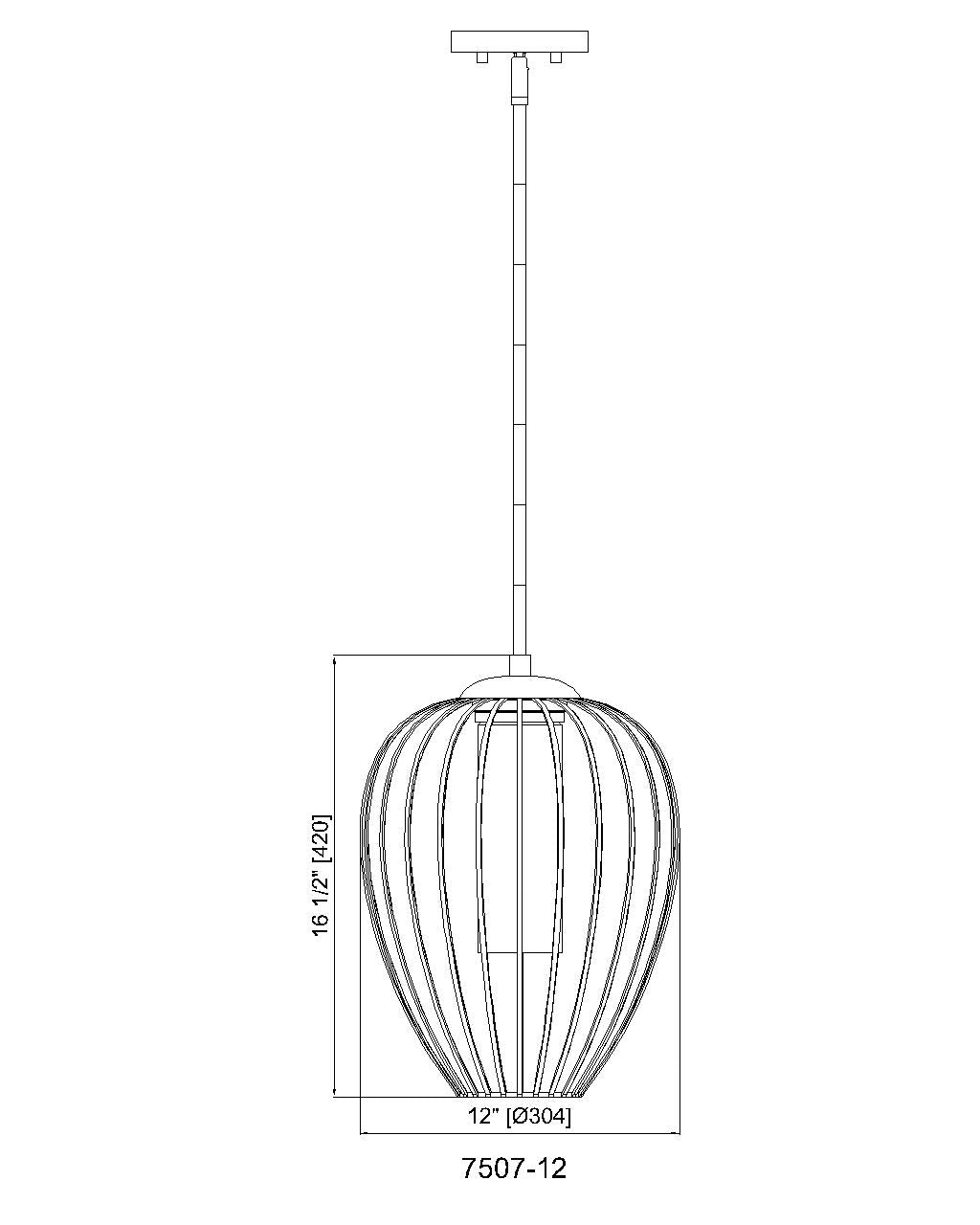 7507-12MB - Savanti 1 Light 12" Pendant - Matte Black