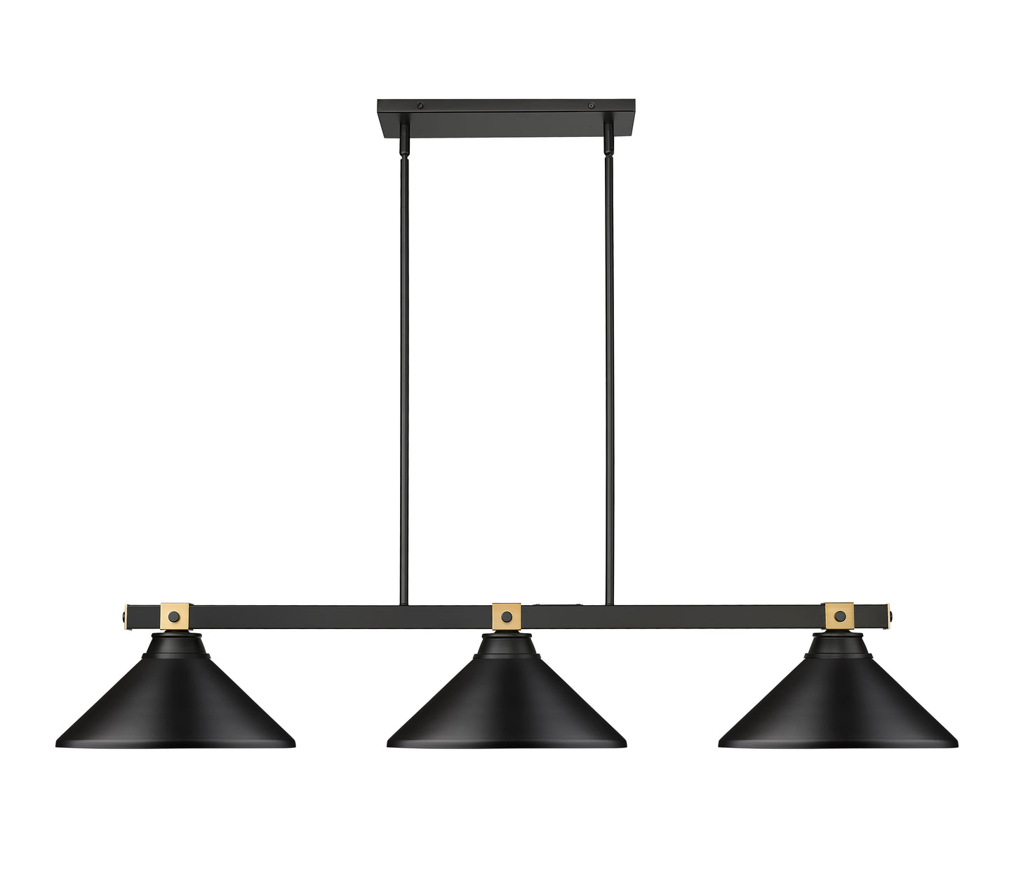 1955-3MB-RB-MMB - Bronte 3 Light 53" Billiard - Matte Black / Rubbed Brass