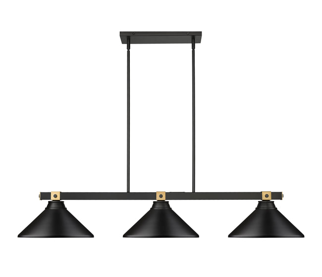 1955-3MB-RB-MMB - Bronte 3 Light 53" Billiard - Matte Black / Rubbed Brass