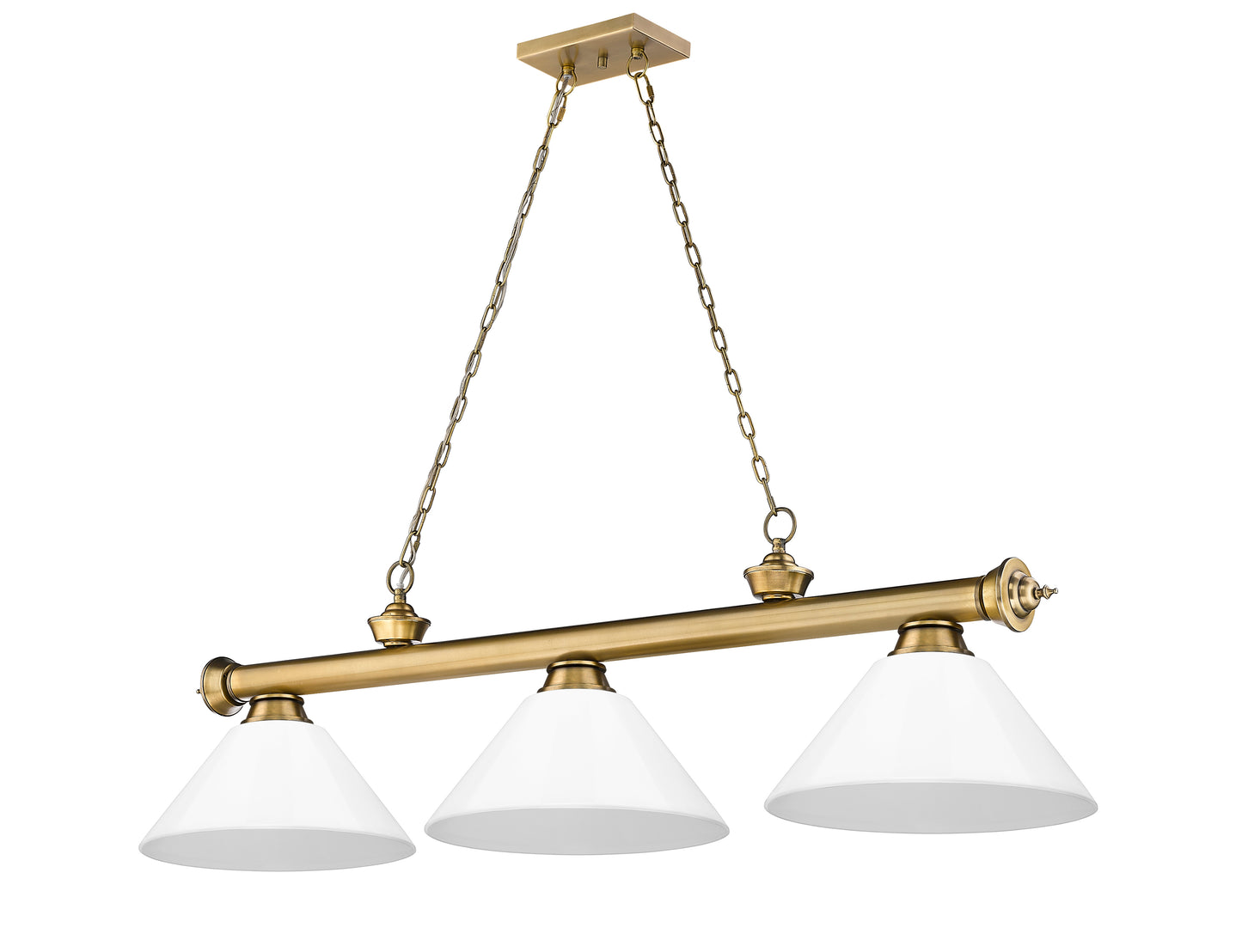 2306-3RB-PWH - Cordon 3 Light 57" Billiard - Rubbed Brass
