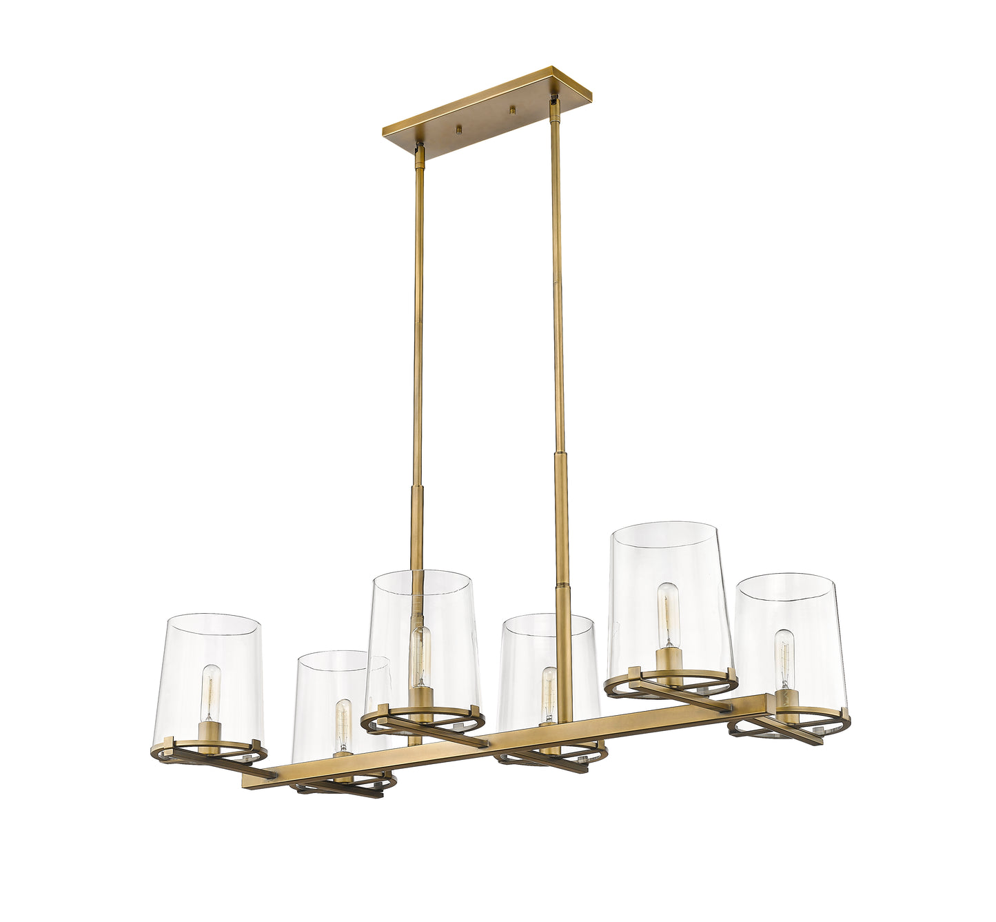 3032-6L-RB - Callista 6 Light Linear 44" Chandelier - Rubbed Brass