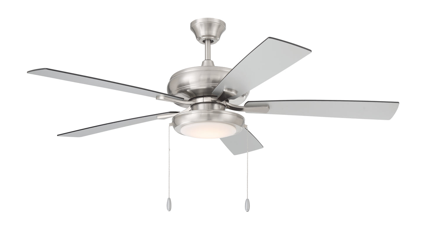 ECF119BNK5-BNGW - EOS Low Profile 1 bulb Frosted White 52" Ceiling Fan 52" 5 Blade Ceiling Fan with Light Kit - Brushed Nickel