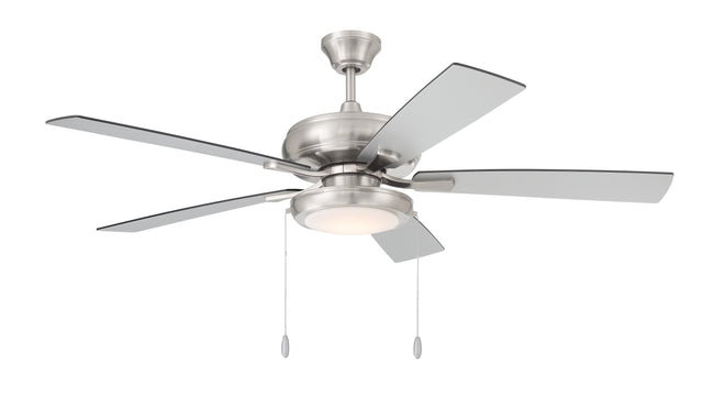ECF119BNK5-BNGW - EOS Low Profile 1 bulb Frosted White 52" Ceiling Fan 52" 5 Blade Ceiling Fan with Light Kit - Brushed Nickel