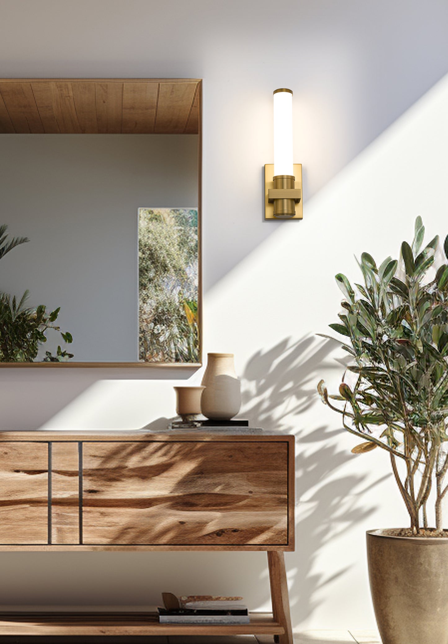 1019-1S-MGLD-LED - Idris 1 Light Wall 16" Sconce - Modern Gold