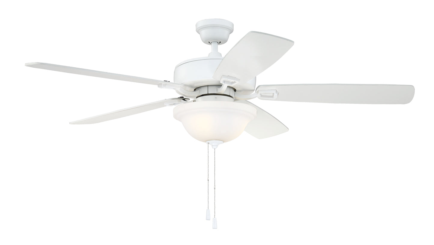 TCE52W5C1-C - Twist N Click 1 Light 52" 5 Blade Ceiling Fan with Light Kit - White