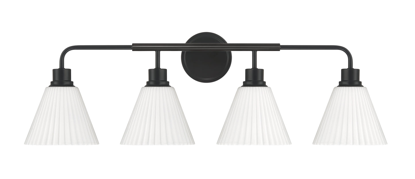 62304-FB - Pleated II 4 Light 34" Wide Vanity Light - Flat Black