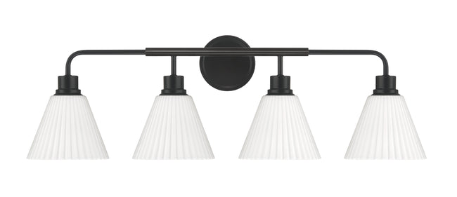 62304-FB - Pleated II 4 Light 34" Wide Vanity Light - Flat Black