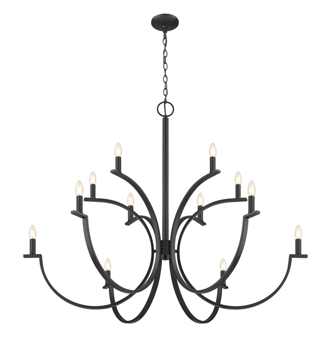 2016-12MB - Cordelia 12 Light 48" Chandelier - Matte Black