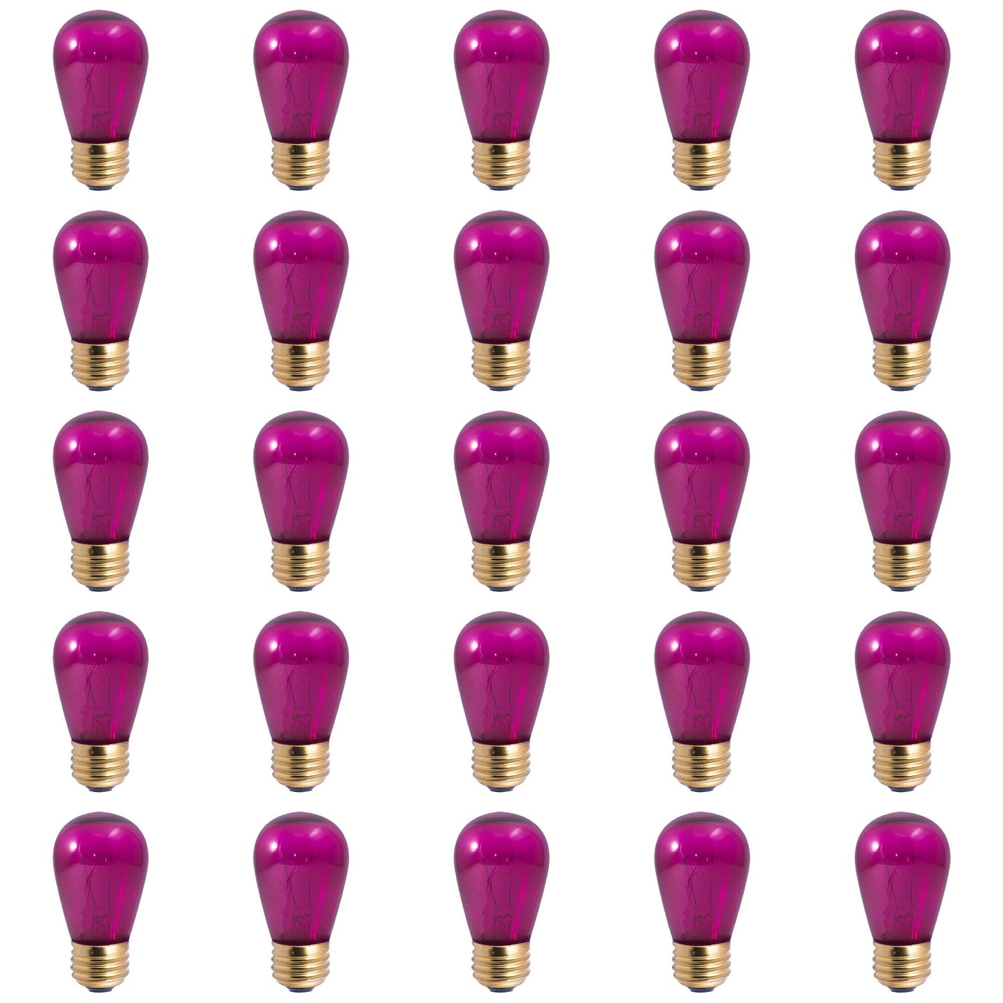 701611 - Dimmable Transparent Pink S14 Incandescent Light Bulb - 11 Watt - 25 Pack