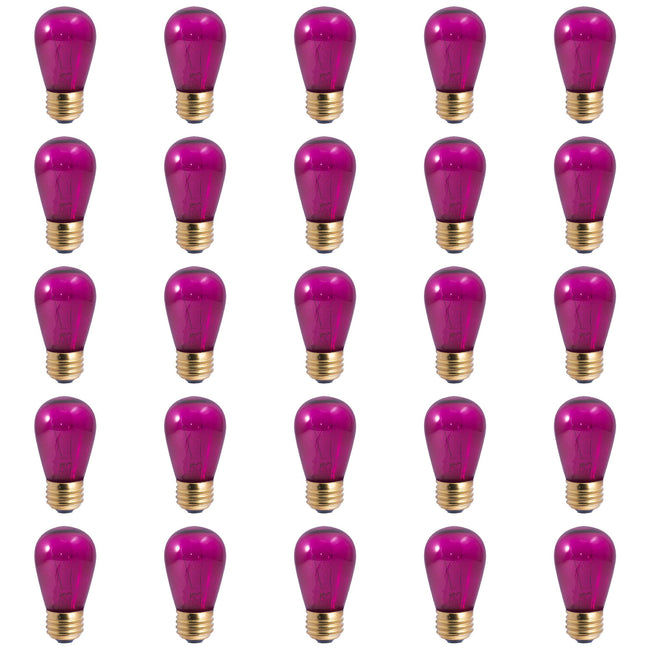 701611 - Dimmable Transparent Pink S14 Incandescent Light Bulb - 11 Watt - 25 Pack