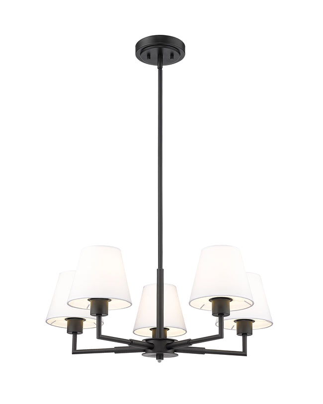 744-26R-MB - Leila 5 Light 26" Chandelier - Matte Black