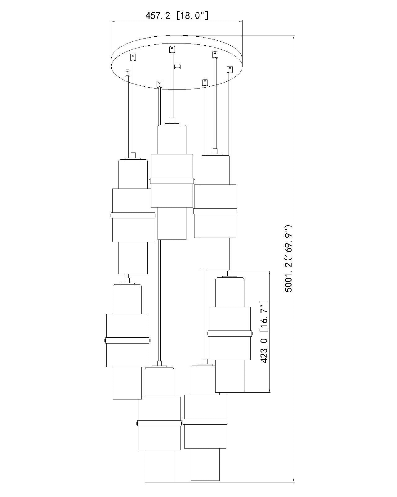 1946P-7R-BN - Cayden 7 Light 18" Chandelier - Brushed Nickel