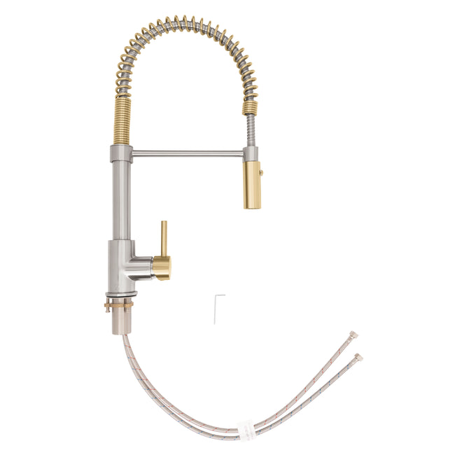 SRA-KF-ZBNCB - Autograph Edition Sierra Pull Down Spring Single Handle Kitchen Faucet in Brushed Nickel and Champagne Bronze
