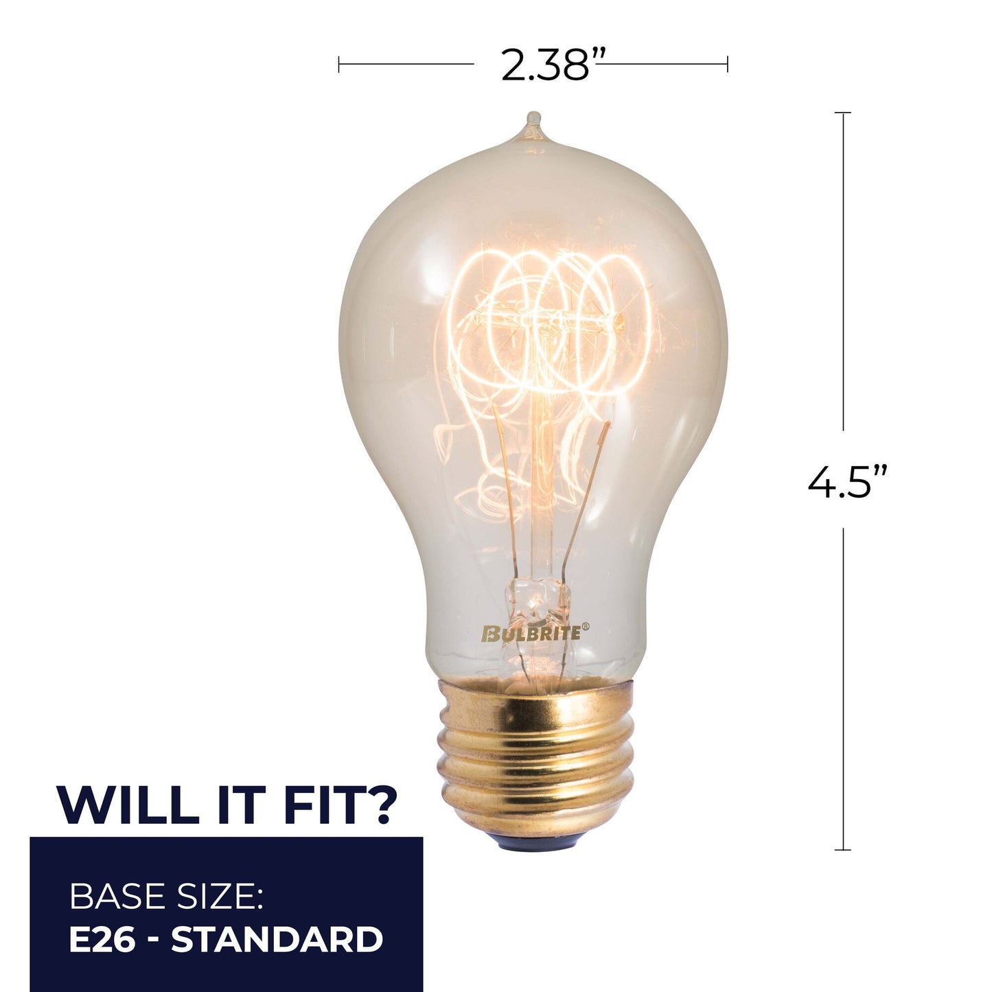 134020 - Dimmable Antique A19 Incandescent Light Bulb - 40 Watt - 2200K - 6 Pack