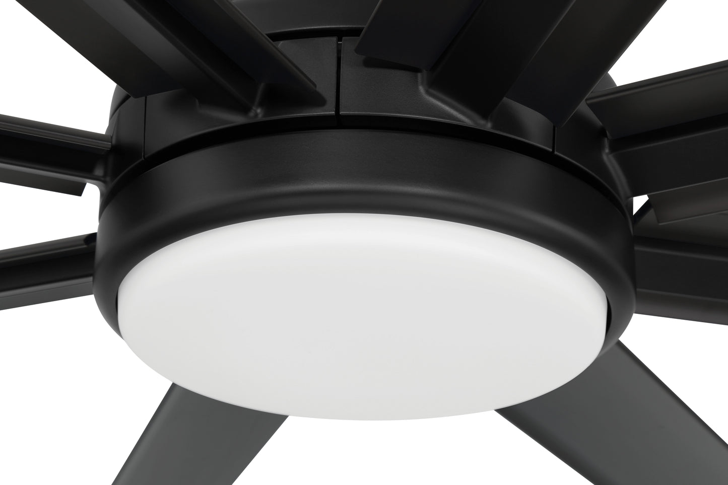 RSH65FB8-NWF - Rush 65" Ceiling Fan, Wet Rated no Wifi 65" 8 Blade Indoor Outdoor Ceiling Fan with Light Kit - Flat Black