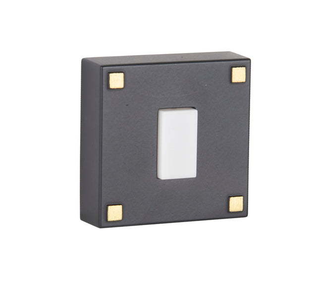 PB5015-FBSB - Push Button-Surface Mount 1 Light 2.36" Wide Chime Button - Flat Black / Satin Brass