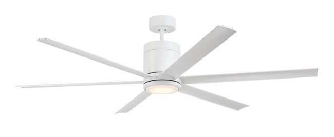 TTE65W6 - Tate 65" 6 Blade Indoor Outdoor Ceiling Fan with Light Kit - White