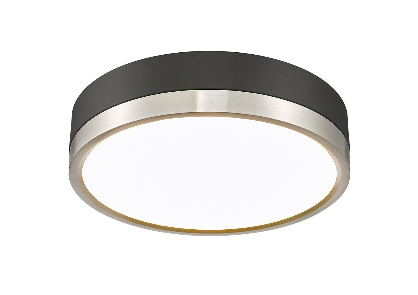 1006F12-MB-BN-LED - Algar 1 Light Flush 12" Mount - Matte Black / Brushed Nickel