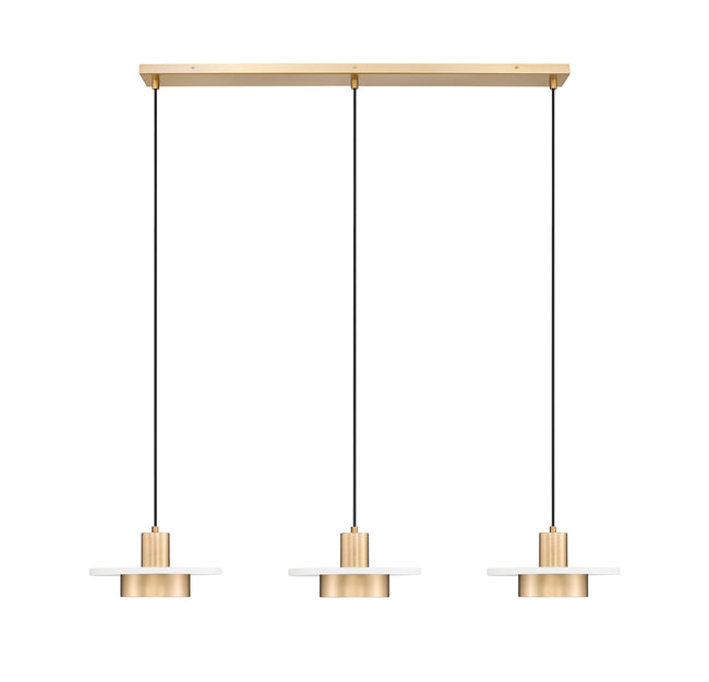 829P12-3L-MW-MGLD-LE - Ludo 3 Light Linear 52" Chandelier - Matte White / Modern Gold