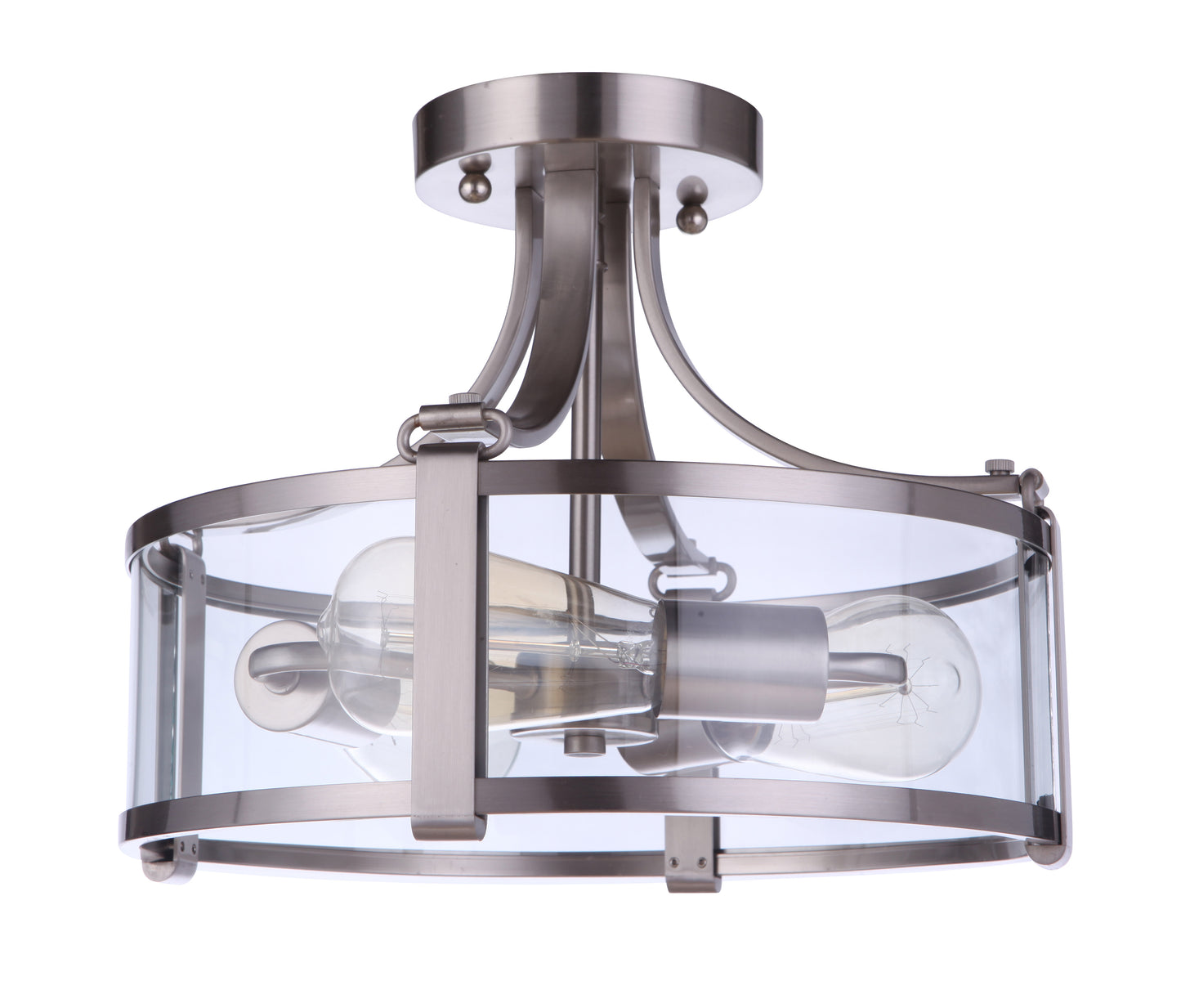 55353-BNK - Elliot 3 Light 13" Wide Semi Flush Mount - Brushed Nickel