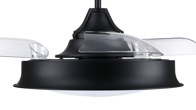 UN42FB3 - Union 42 Hidden Blades 42" 3 Blade Indoor Outdoor Ceiling Fan with Light Kit - Flat Black
