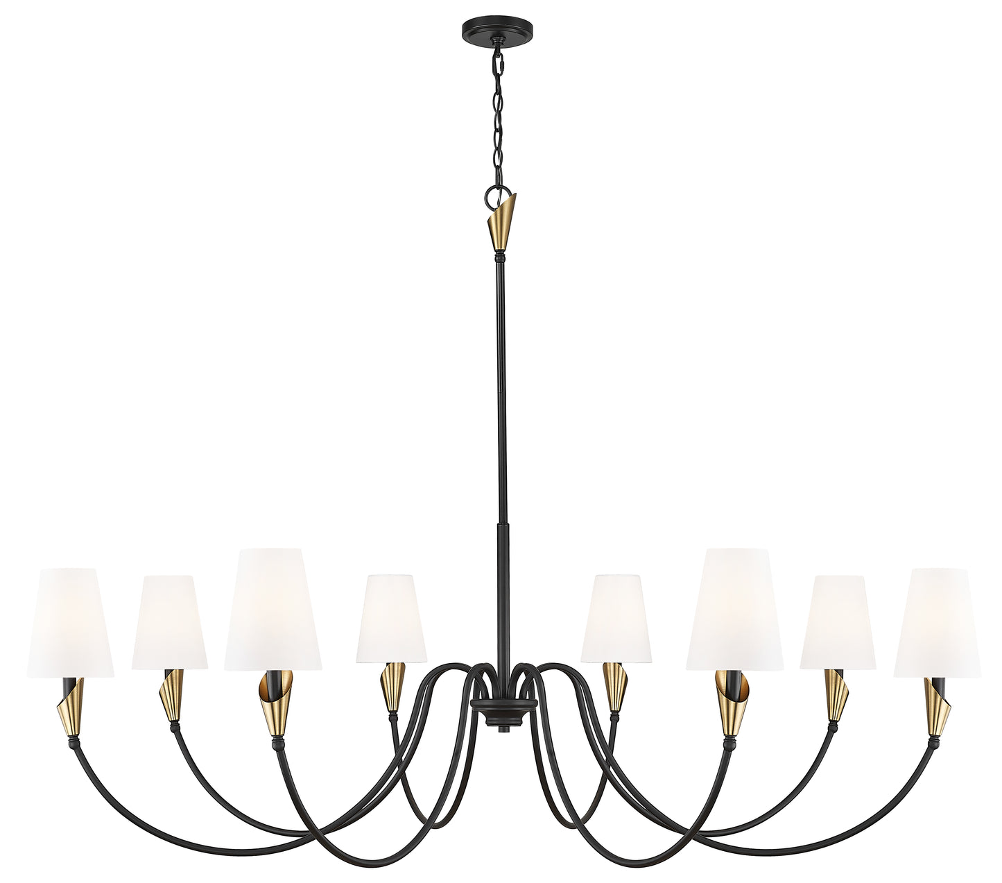 4014-65MB-MGLD - Claudelle 8 Light 65" Chandelier - Matte Black / Modern Gold