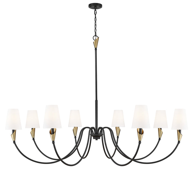 4014-65MB-MGLD - Claudelle 8 Light 65" Chandelier - Matte Black / Modern Gold