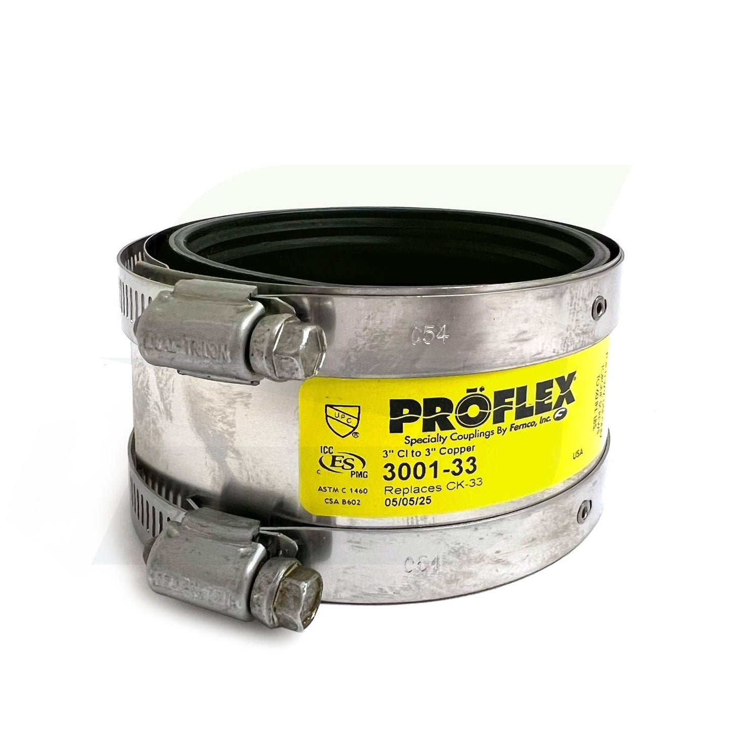3001-33 - Cast Iron / Plastic / Steel  to Copper Proflex Coupling - 3"