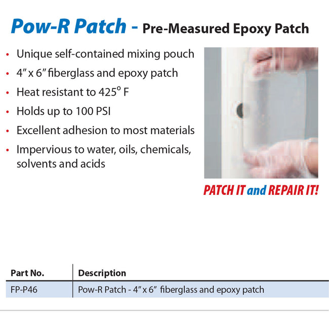 FP-P46 - Pow-R Patch 4" x 6" Fiberglass and Epoxy Patch Repair Kit
