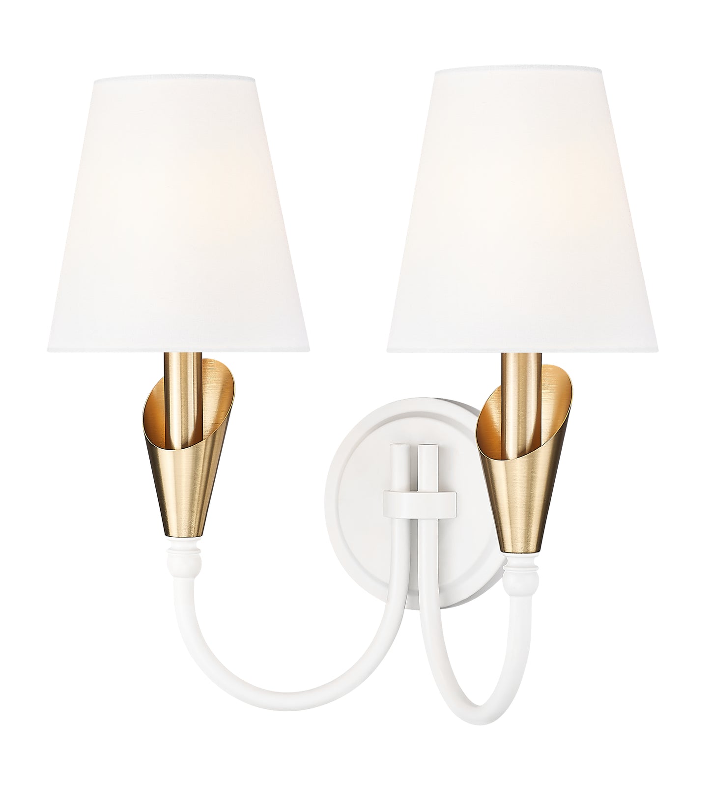 4014-2S-TW-MGLD - Claudelle 2 Light Wall 14" Sconce - Tundra White / Modern Gold