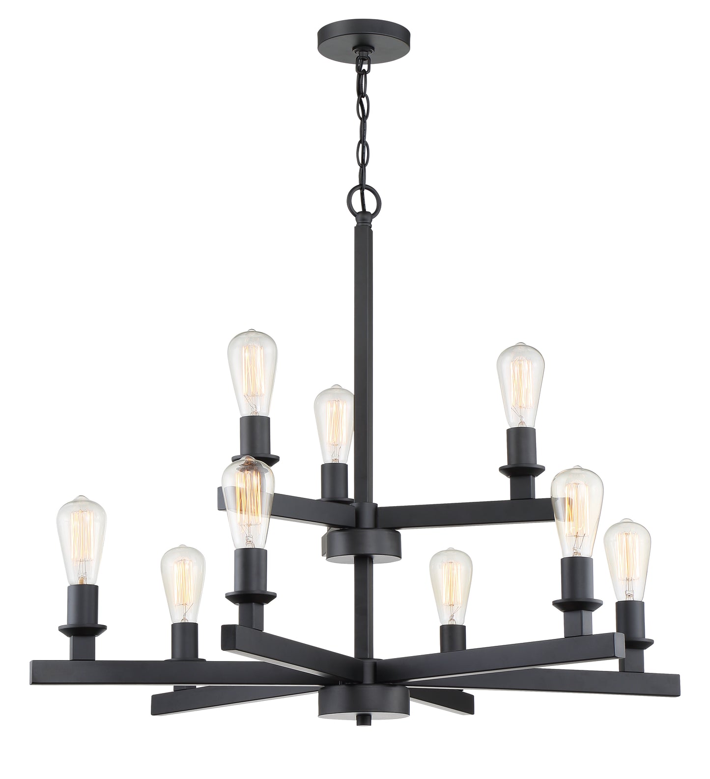53129-FB - Chicago 9 Light 34" Wide Chandelier - Flat Black