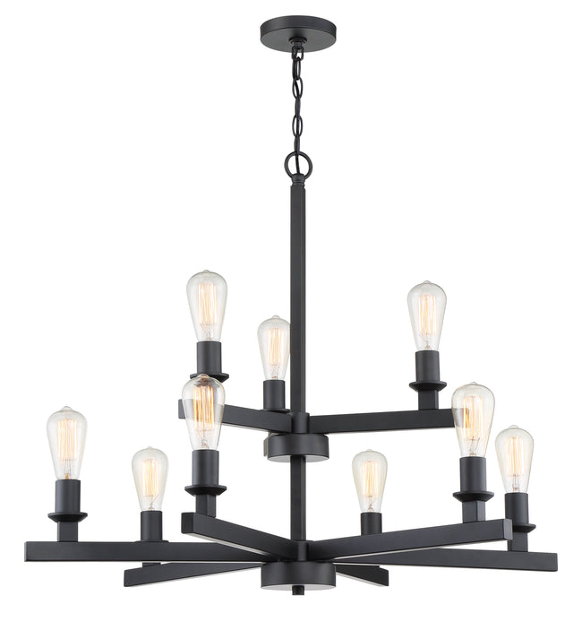 53129-FB - Chicago 9 Light 34" Wide Chandelier - Flat Black