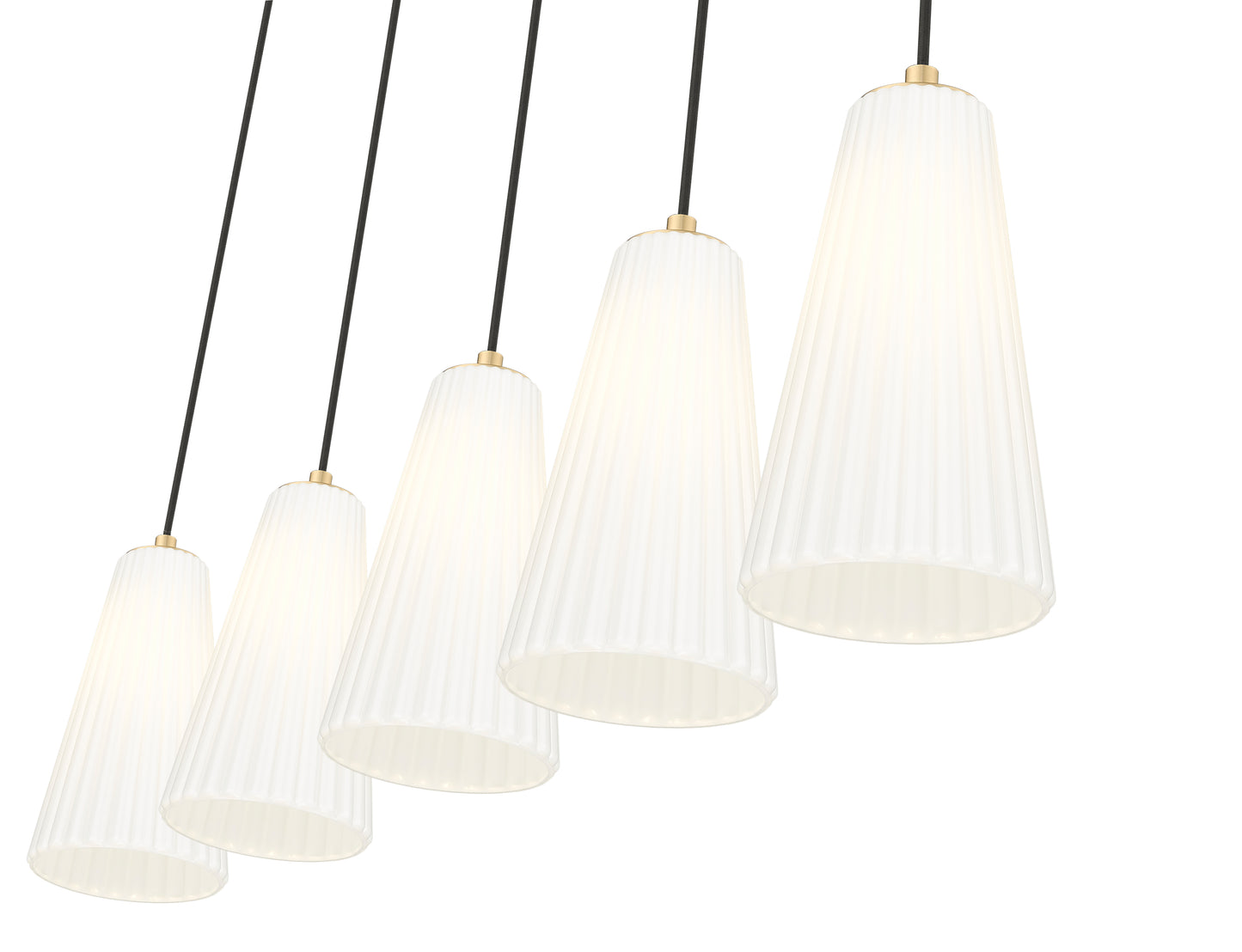 3043P6-5L-MGLD - Farrell 5 Light Linear 42" Chandelier - Modern Gold