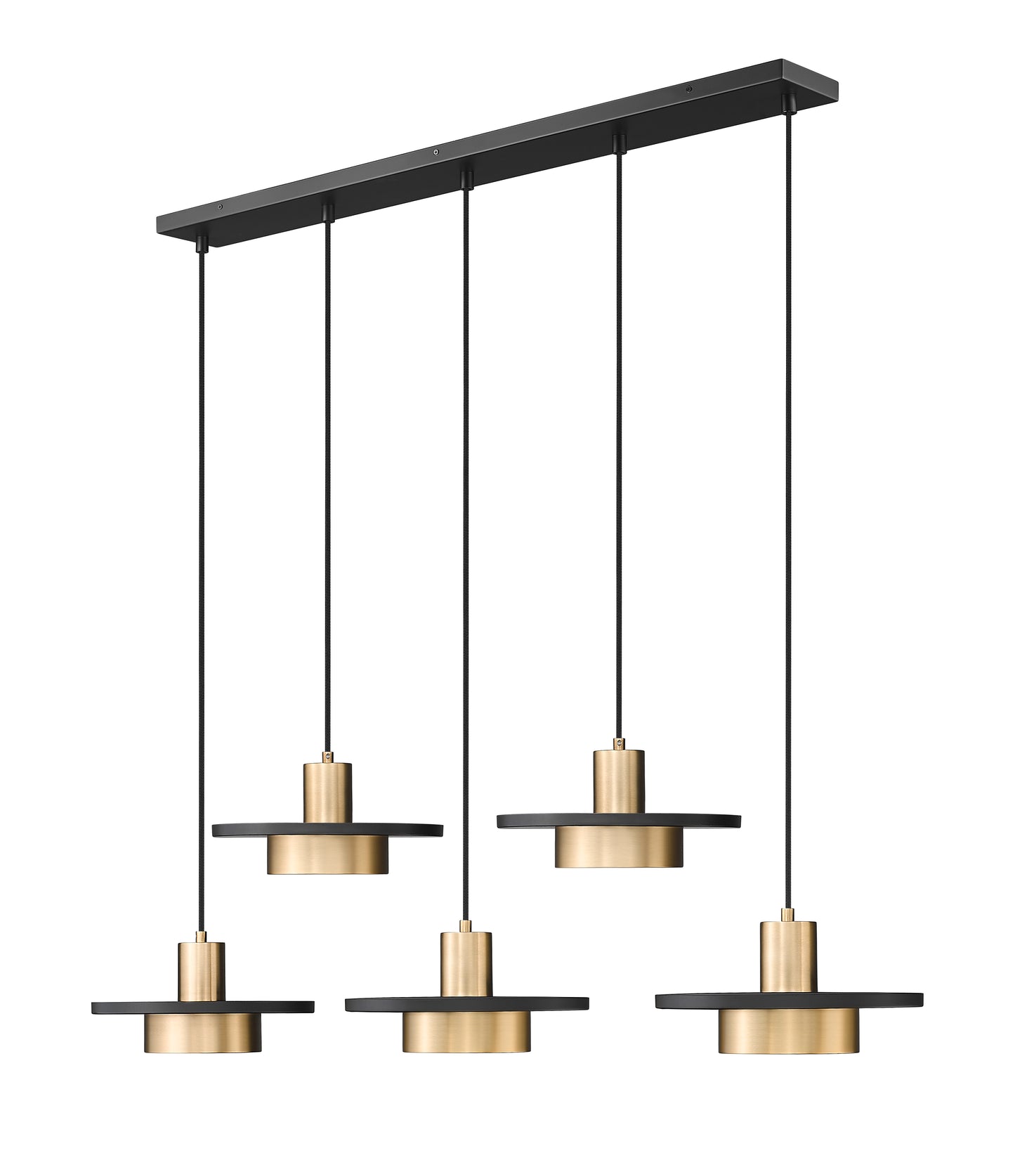 829P12-5L-MB-MGLD-LE - Ludo 5 Light Linear 52" Chandelier - Matte Black / Modern Gold