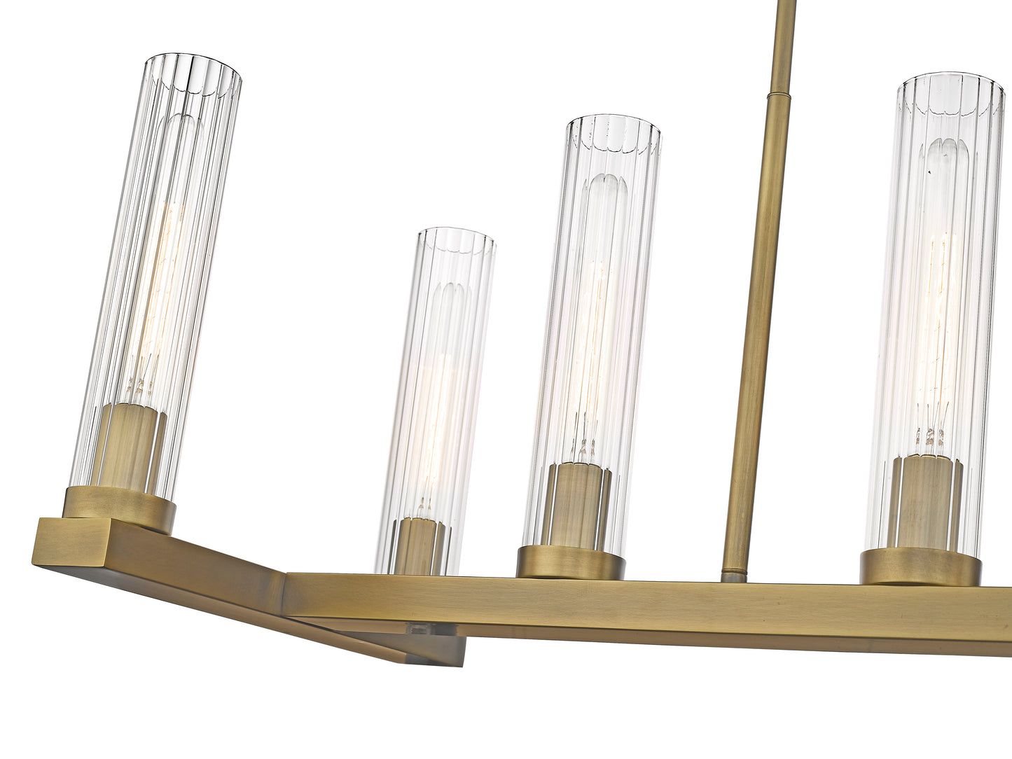 3031-9L-RB - Beau 9 Light Linear 56" Chandelier - Rubbed Brass